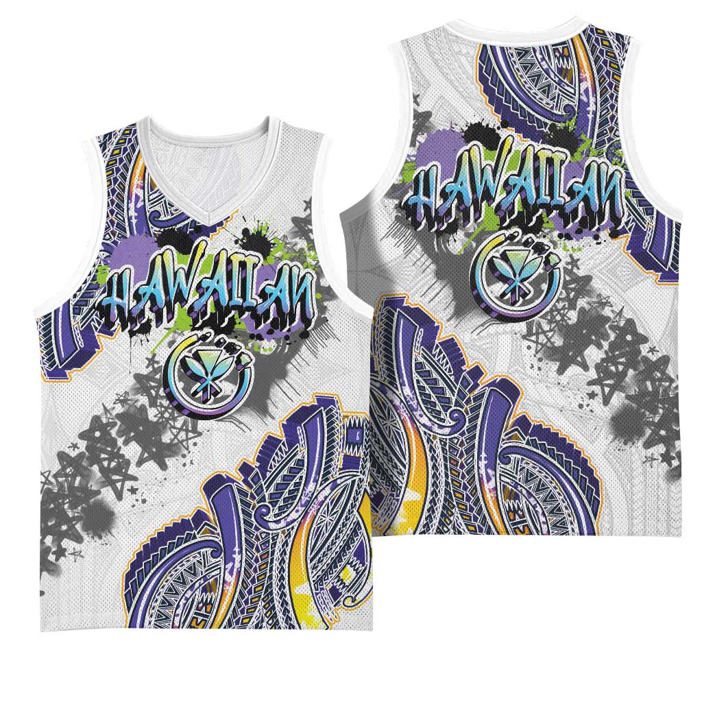 Traditional Art Hawaiian Kakau Tattoos Basketball Jersey Graffiti Style LT03 - Polynesian Pride