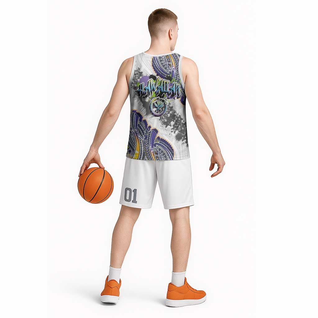 Traditional Art Hawaiian Kakau Tattoos Basketball Jersey Graffiti Style LT03 - Polynesian Pride