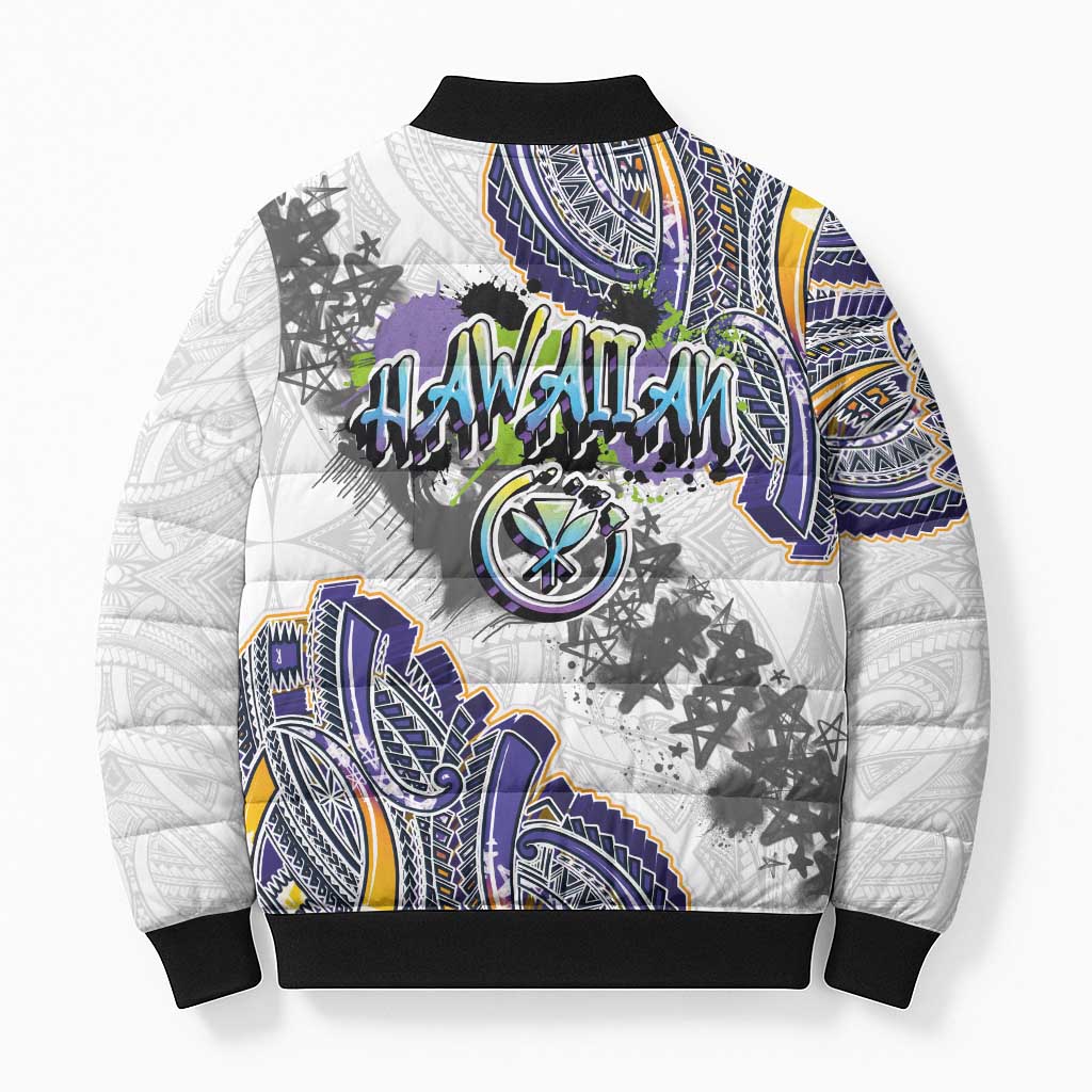 Traditional Art Hawaiian Kakau Tattoos Bomber Puffer Jacket Graffiti Style LT03 - Polynesian Pride