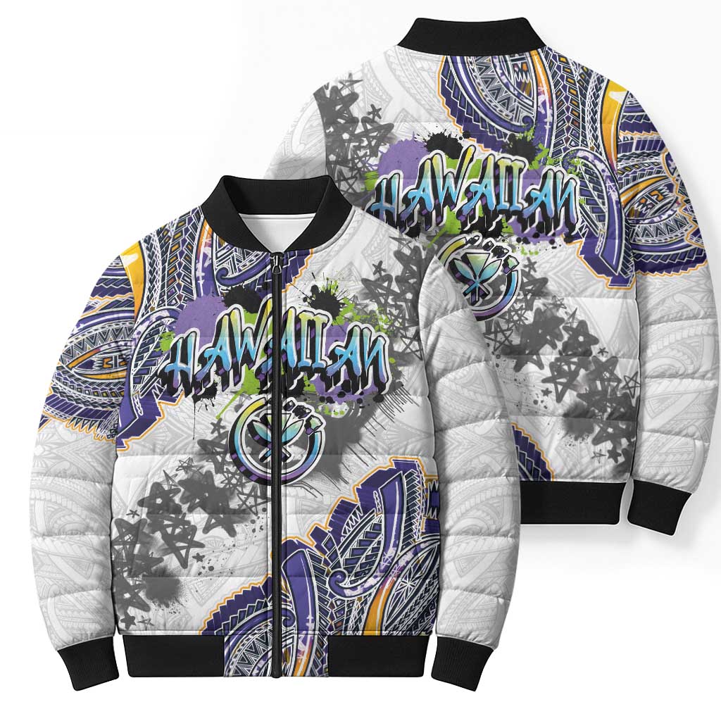 Traditional Art Hawaiian Kakau Tattoos Bomber Puffer Jacket Graffiti Style LT03 - Polynesian Pride
