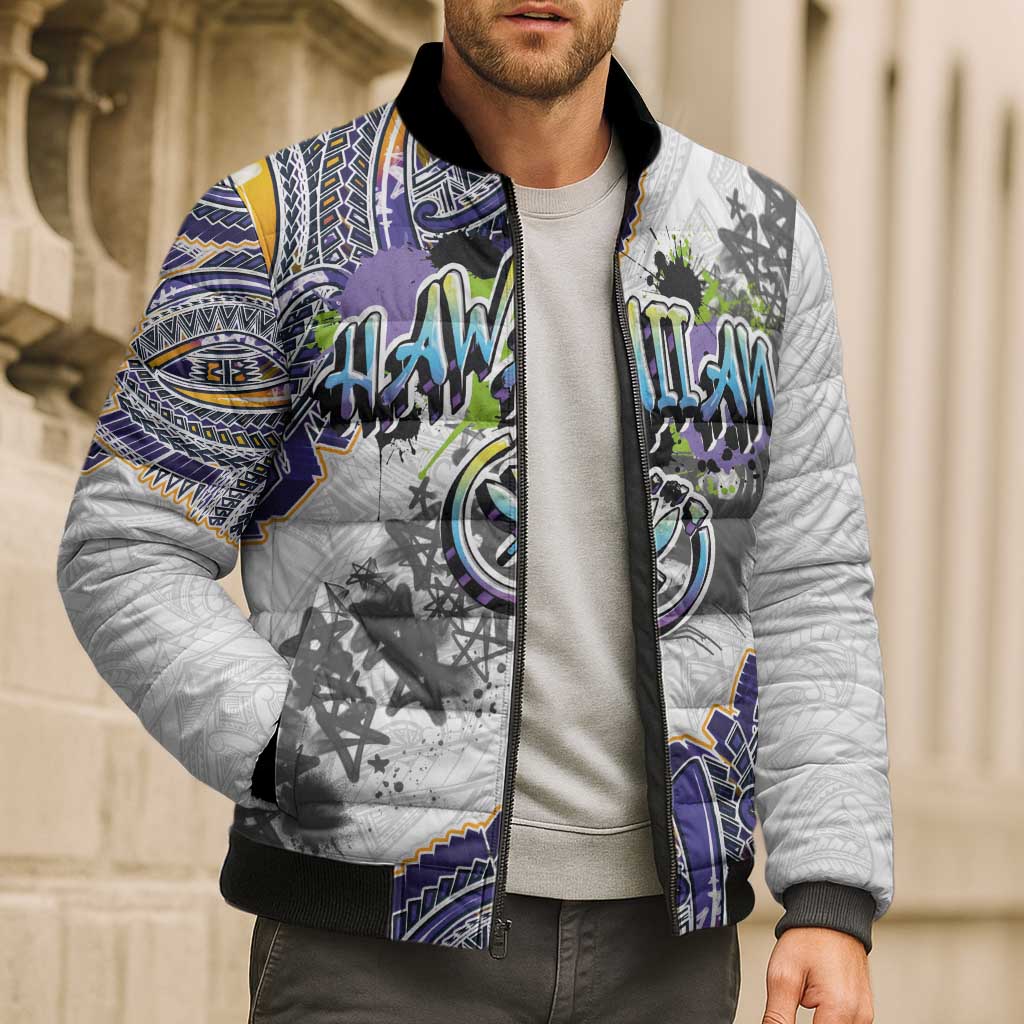 Traditional Art Hawaiian Kakau Tattoos Bomber Puffer Jacket Graffiti Style LT03 - Polynesian Pride