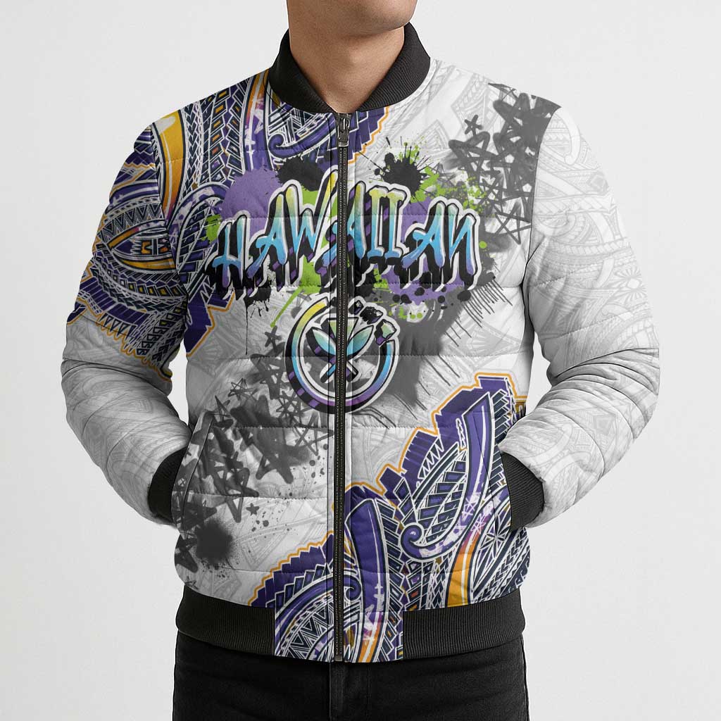 Traditional Art Hawaiian Kakau Tattoos Bomber Puffer Jacket Graffiti Style LT03 - Polynesian Pride