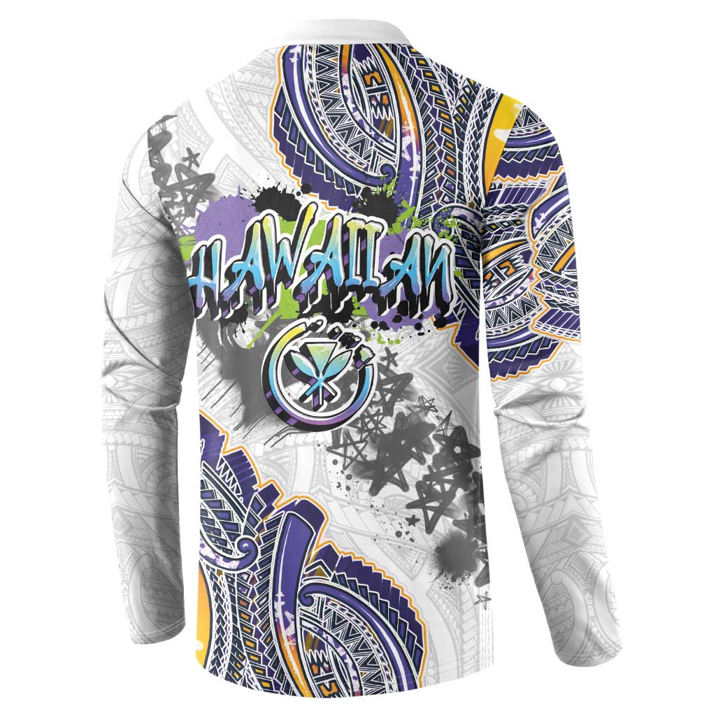 Traditional Art Hawaiian Kakau Tattoos Button Sweatshirt Graffiti Style LT03 - Polynesian Pride