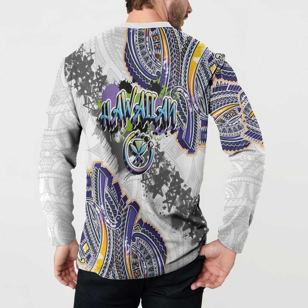 Traditional Art Hawaiian Kakau Tattoos Button Sweatshirt Graffiti Style LT03 - Polynesian Pride