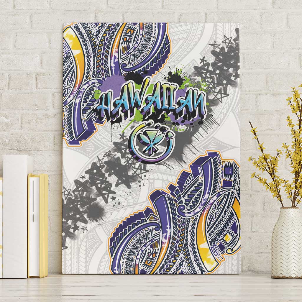 Traditional Art Hawaiian Kakau Tattoos Canvas Wall Art Graffiti Style LT03 Without Frame White - Polynesian Pride