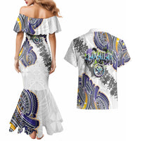 Traditional Art Hawaiian Kakau Tattoos Couples Matching Mermaid Dress and Hawaiian Shirt Graffiti Style - Polynesian Pride
