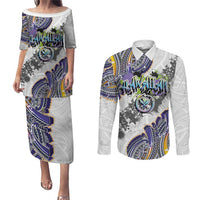 Traditional Art Hawaiian Kakau Tattoos Couples Matching Puletasi and Long Sleeve Button Shirt Graffiti Style - Polynesian Pride