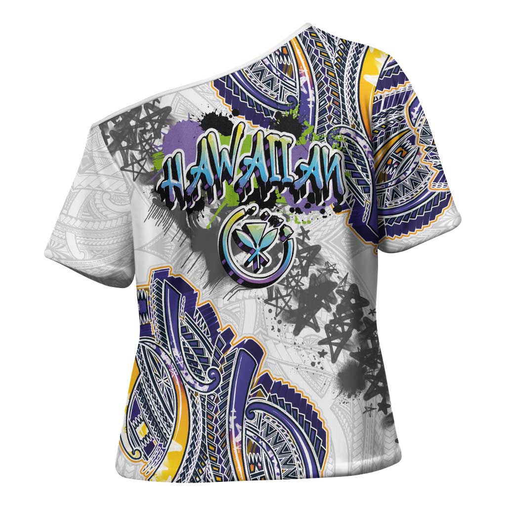 Traditional Art Hawaiian Kakau Tattoos Cross Shoulder Shirt Graffiti Style - Polynesian Pride