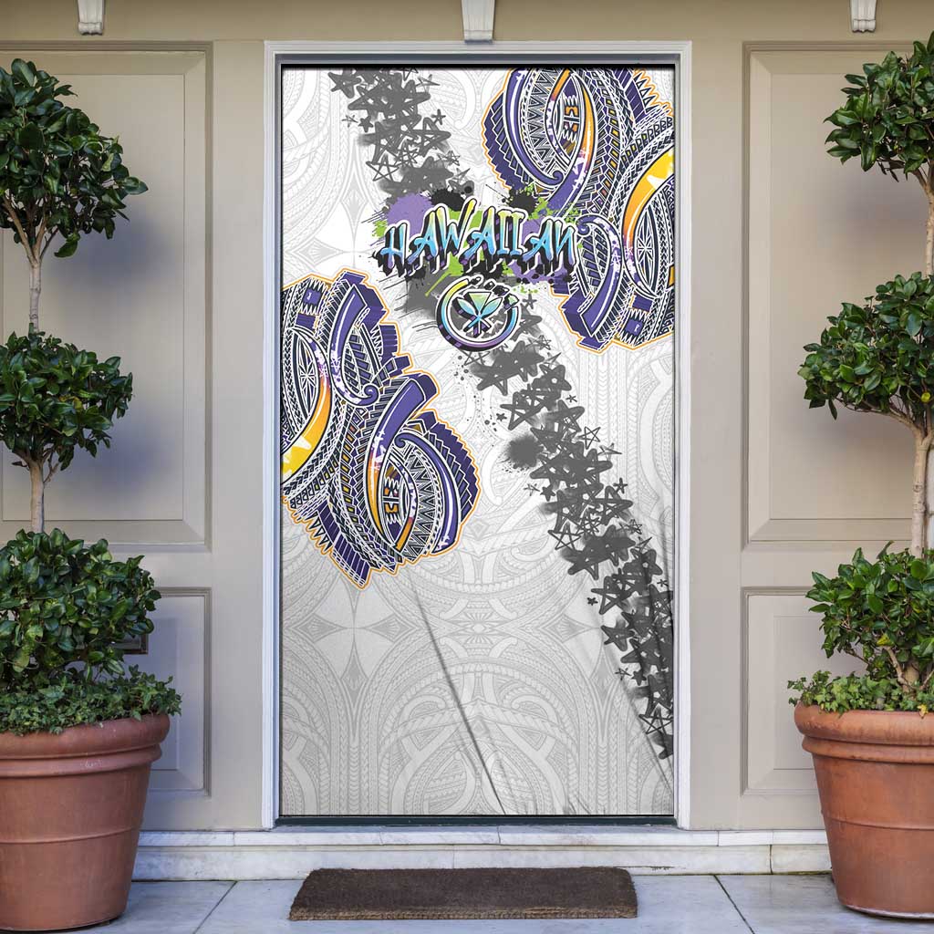 Traditional Art Hawaiian Kakau Tattoos Door Cover Graffiti Style LT03 White - Polynesian Pride