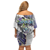 Traditional Art Hawaiian Kakau Tattoos Family Matching Off Shoulder Short Dress and Hawaiian Shirt Graffiti Style - Polynesian Pride