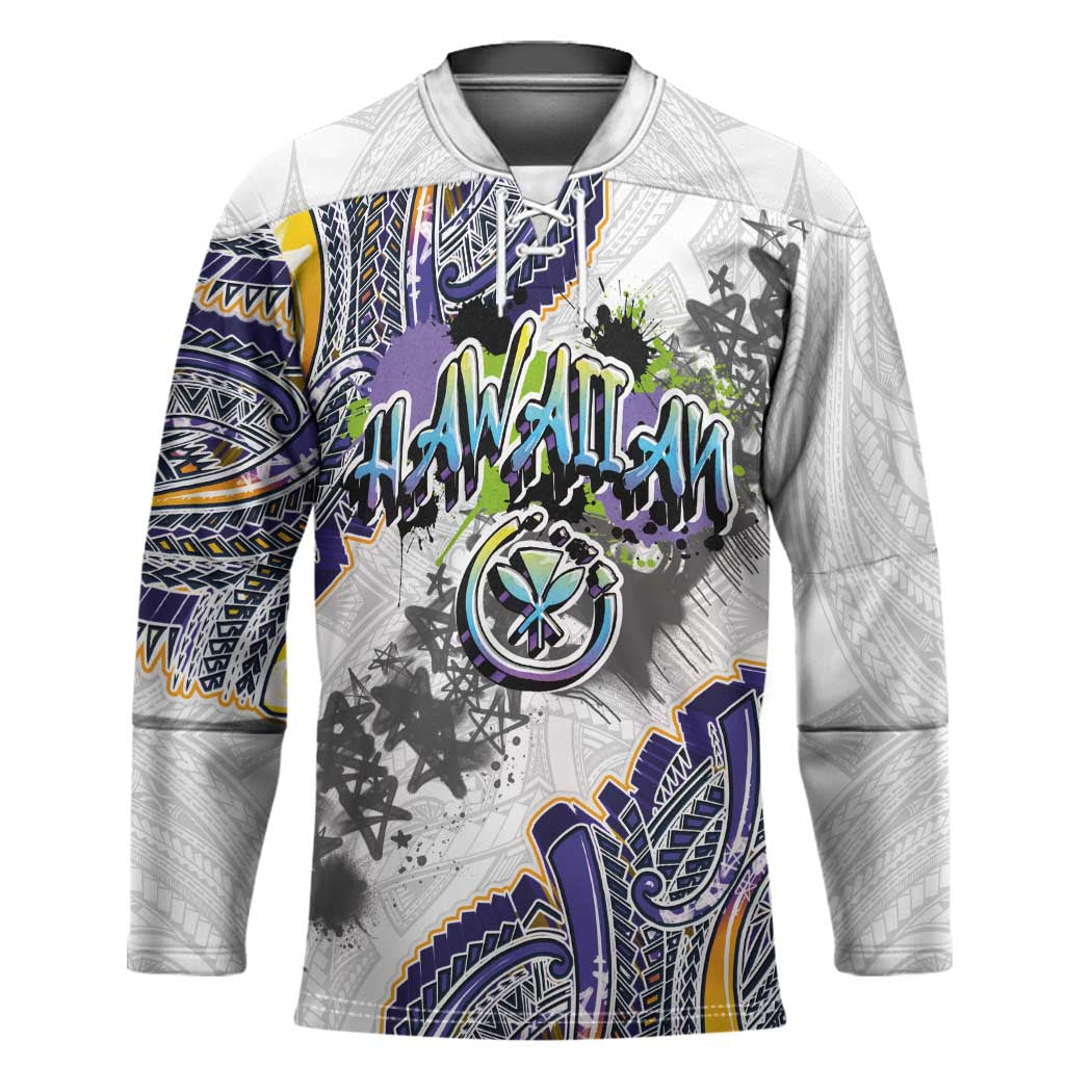 Traditional Art Hawaiian Kakau Tattoos Hockey Jersey Graffiti Style - Polynesian Pride