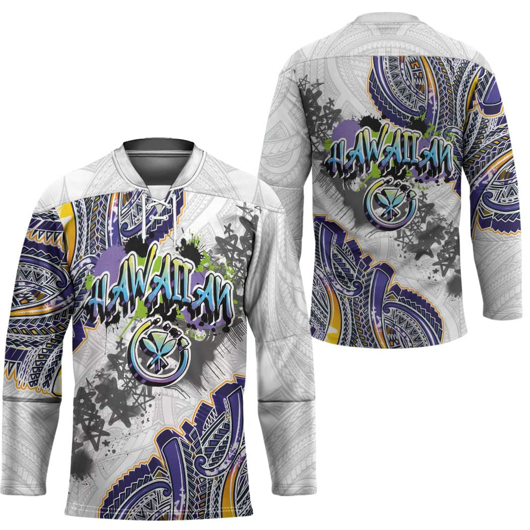 Traditional Art Hawaiian Kakau Tattoos Hockey Jersey Graffiti Style - Polynesian Pride