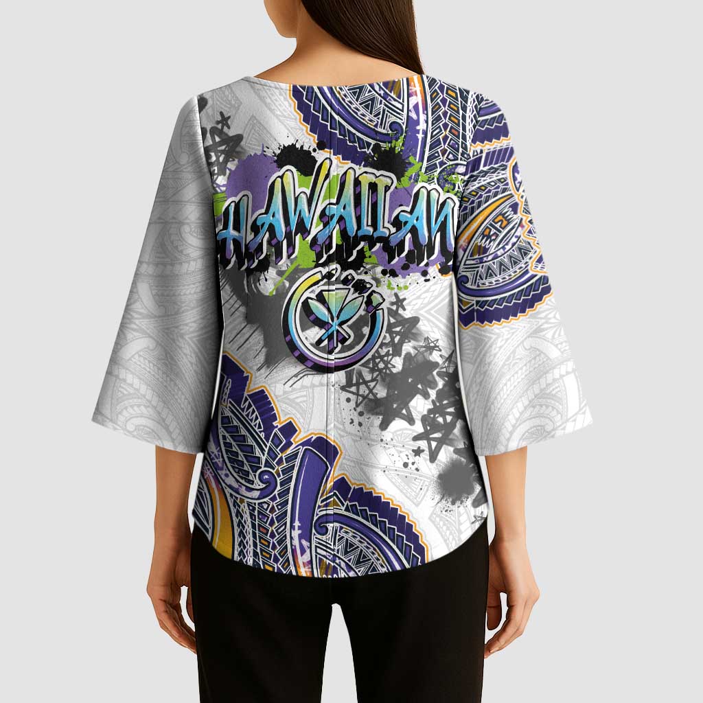 Traditional Art Hawaiian Kakau Tattoos Kimono Sleeve Blouse Graffiti Style LT03 - Polynesian Pride
