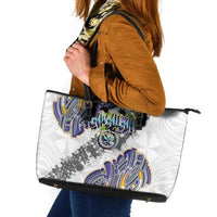 Traditional Art Hawaiian Kakau Tattoos Leather Tote Bag Graffiti Style LT03 White - Polynesian Pride