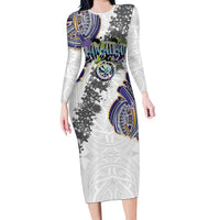 Traditional Art Hawaiian Kakau Tattoos Long Sleeve Bodycon Dress Graffiti Style - Polynesian Pride