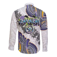 Traditional Art Hawaiian Kakau Tattoos Long Sleeve Button Shirt Graffiti Style LT03 - Polynesian Pride