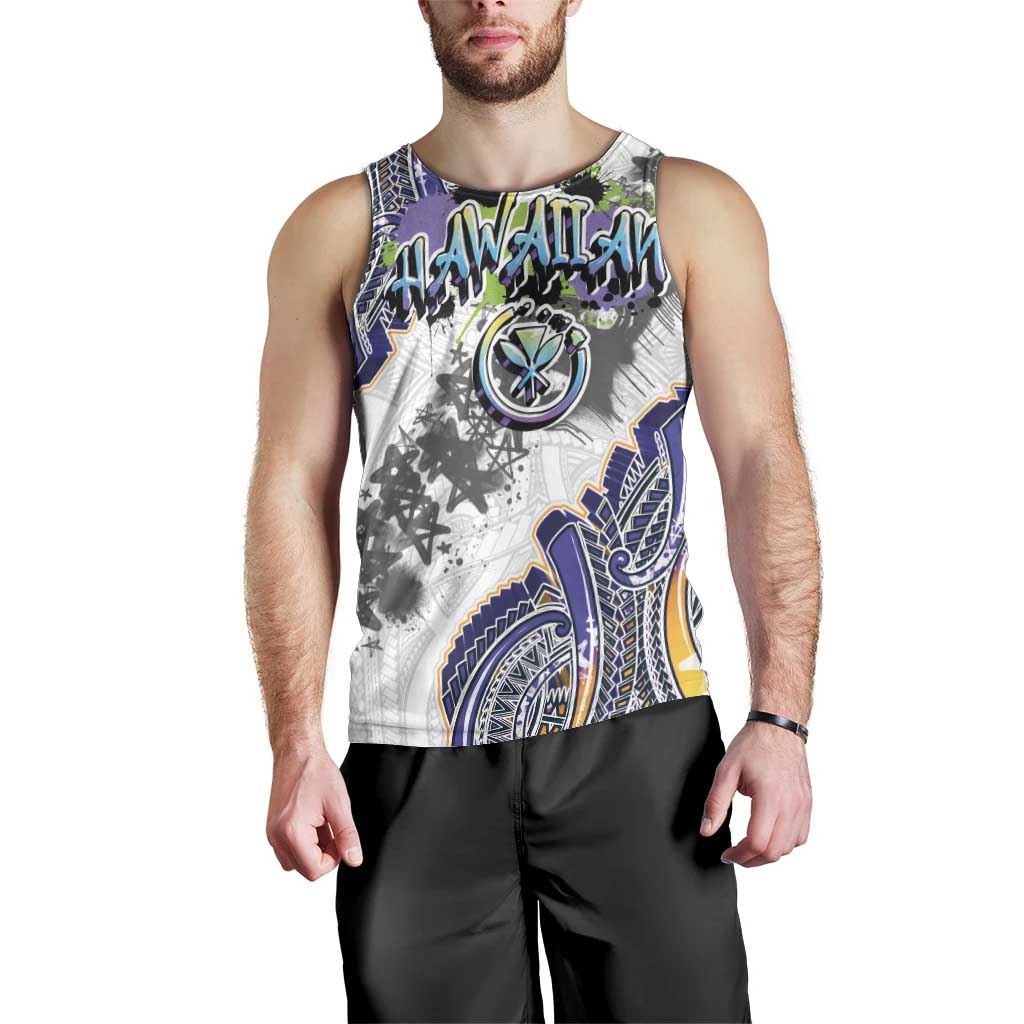 Traditional Art Hawaiian Kakau Tattoos Men Tank Top Graffiti Style LT03 - Polynesian Pride