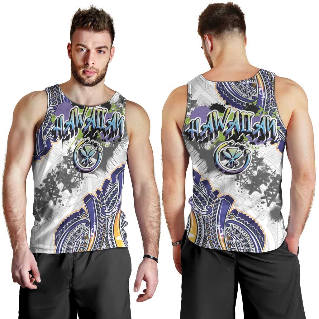 Traditional Art Hawaiian Kakau Tattoos Men Tank Top Graffiti Style LT03 - Polynesian Pride