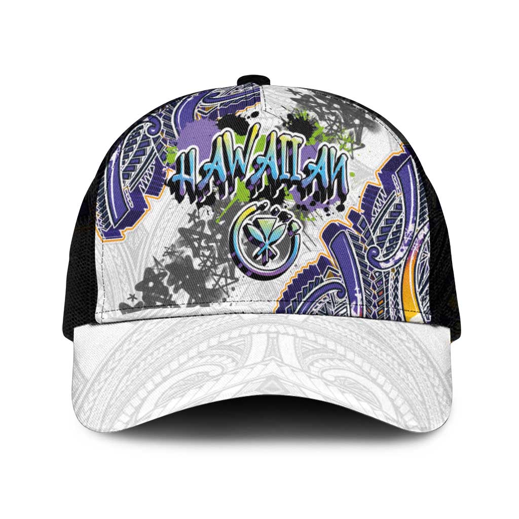 Traditional Art Hawaiian Kakau Tattoos Mesh Trucker Cap Graffiti Style - Polynesian Pride