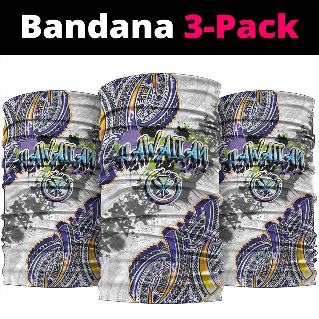 Traditional Art Hawaiian Kakau Tattoos Neck Gaiter Graffiti Style LT03 package One Size: 25*50cm White - Polynesian Pride
