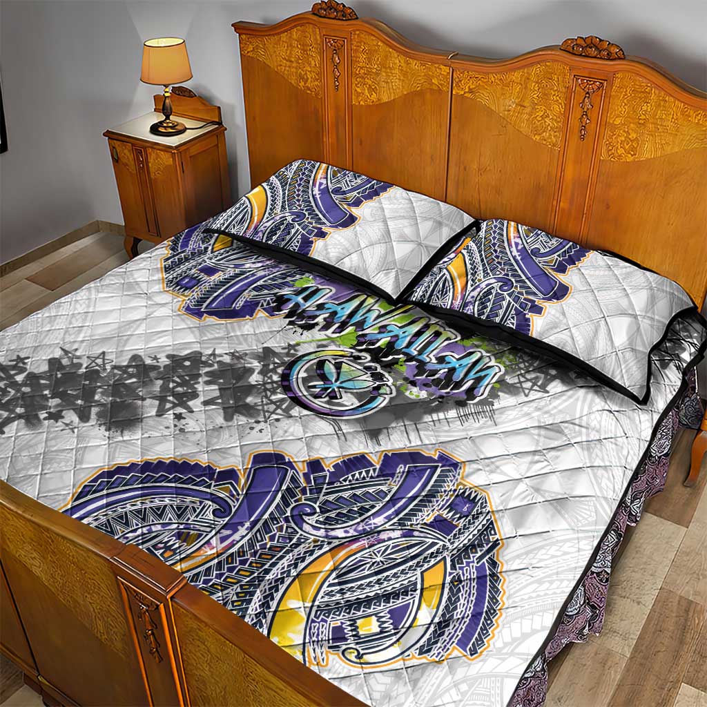 Traditional Art Hawaiian Kakau Tattoos Quilt Bed Set Graffiti Style - Polynesian Pride