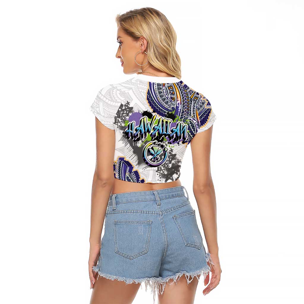 Traditional Art Hawaiian Kakau Tattoos Raglan Cropped T Shirt Graffiti Style LT03 - Polynesian Pride