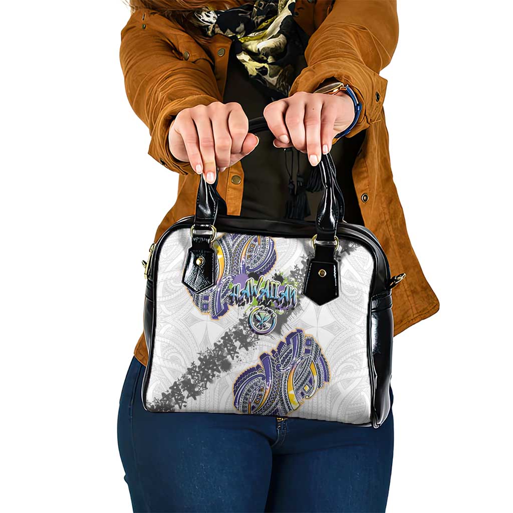Traditional Art Hawaiian Kakau Tattoos Shoulder Handbag Graffiti Style LT03 One Size White - Polynesian Pride