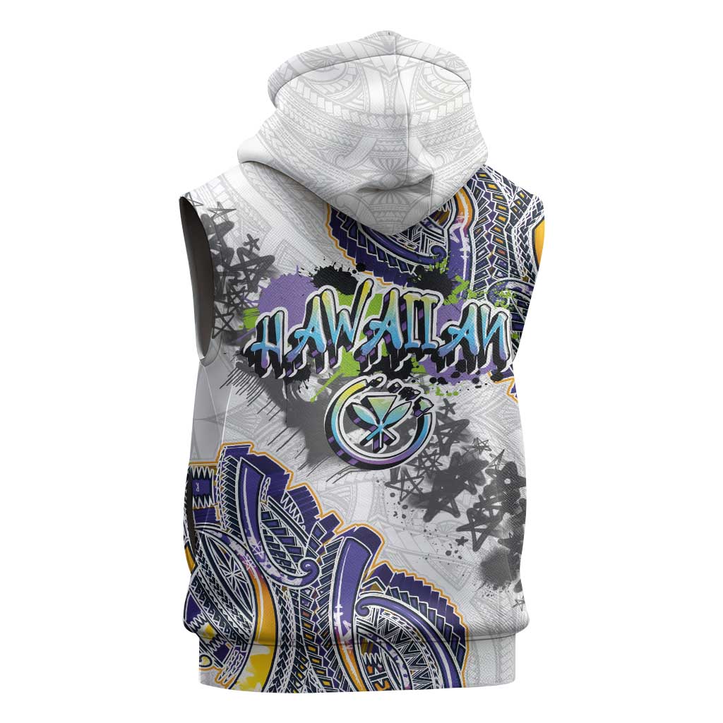 Traditional Art Hawaiian Kakau Tattoos Sleeveless Hoodie Graffiti Style LT03 - Polynesian Pride