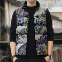 Traditional Art Hawaiian Kakau Tattoos Sleeveless Puffer Jacket Graffiti Style LT03 - Polynesian Pride