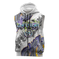 Traditional Art Hawaiian Kakau Tattoos Sleeveless Zip Hoodie Graffiti Style LT03 White - Polynesian Pride
