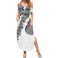 Traditional Art Hawaiian Kakau Tattoos Summer Maxi Dress Graffiti Style - Polynesian Pride