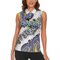 Traditional Art Hawaiian Kakau Tattoos Women Sleeveless Polo Shirt Graffiti Style LT03 - Polynesian Pride