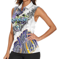 Traditional Art Hawaiian Kakau Tattoos Women Sleeveless Polo Shirt Graffiti Style LT03 - Polynesian Pride