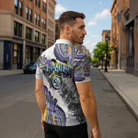 Traditional Art Hawaiian Kakau Tattoos Zipper Polo Shirt Graffiti Style - Polynesian Pride