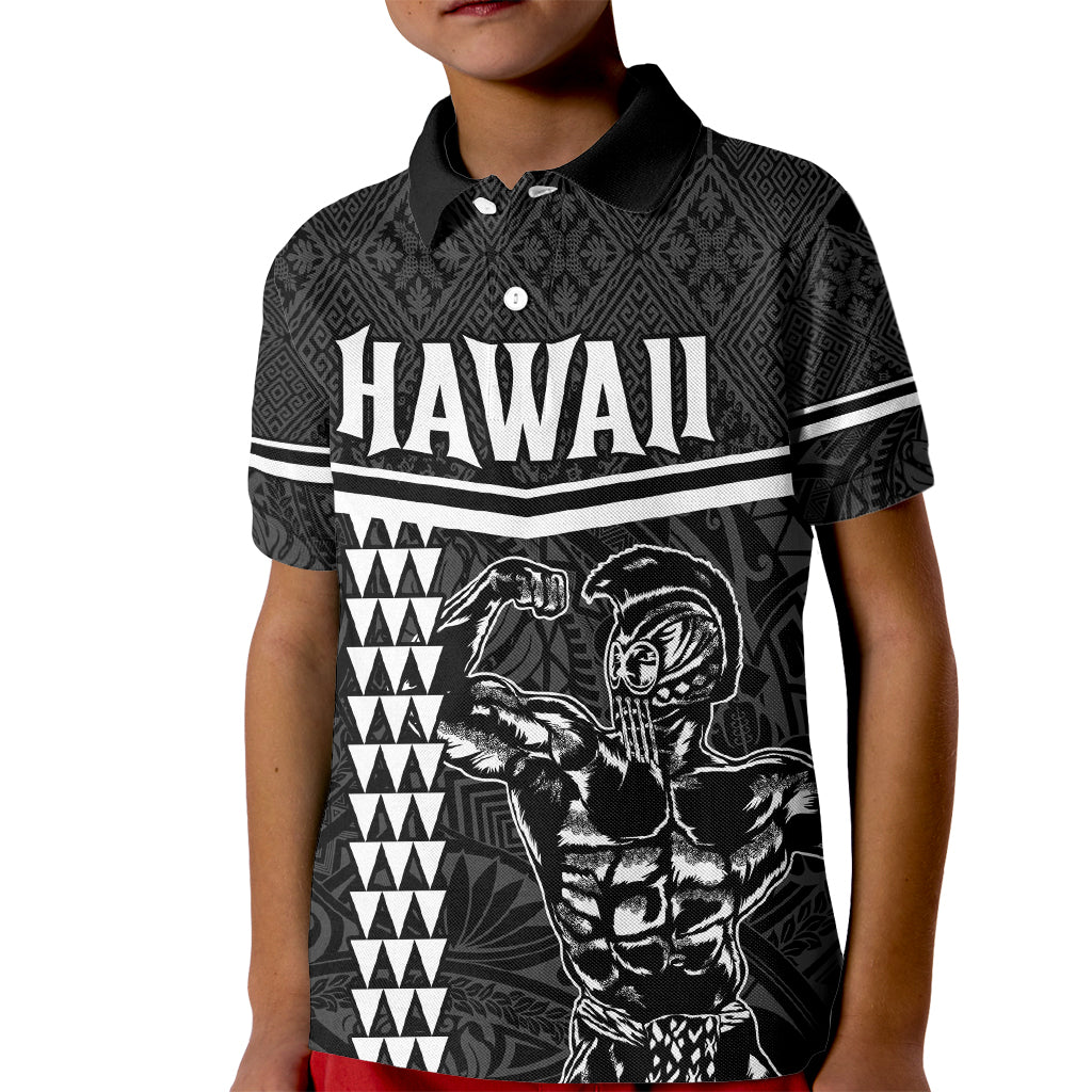 Custom Hawaii Warrior Kid Polo Shirt Kakau Quilt Pattern LT03 Kid Black - Polynesian Pride