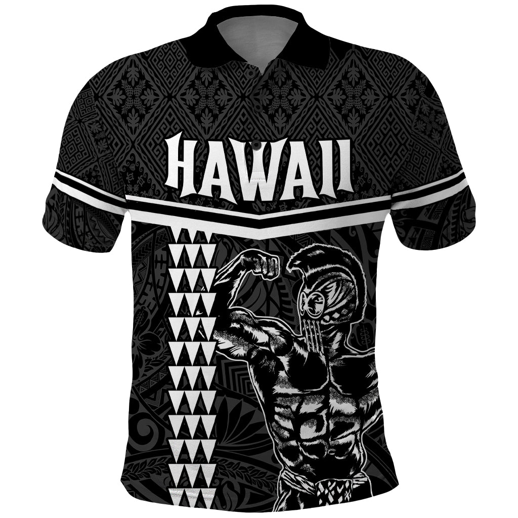 Custom Hawaii Warrior Polo Shirt Kakau Quilt Pattern LT03 Black - Polynesian Pride