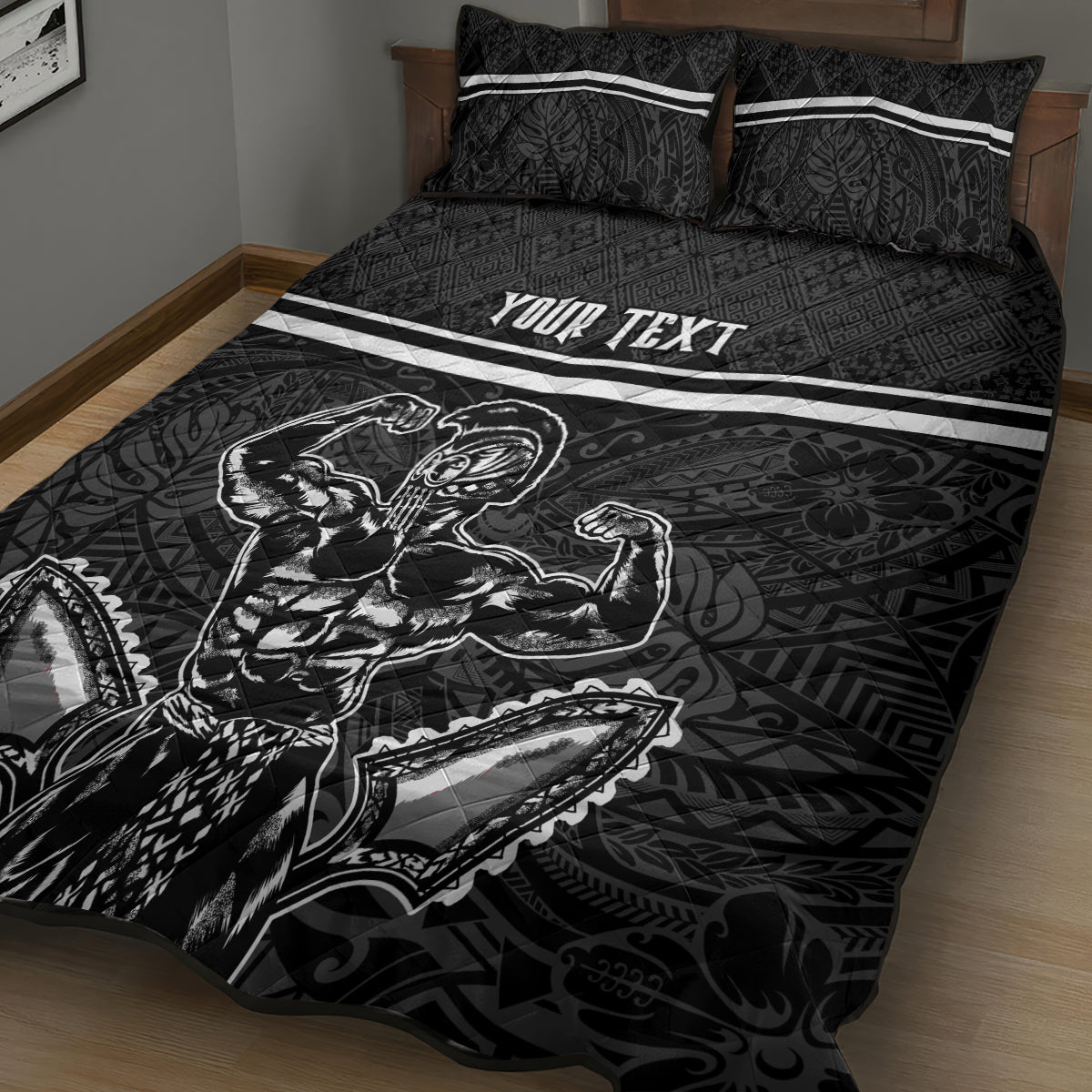 Custom Hawaii Warrior Quilt Bed Set Kakau Quilt Pattern LT03 - Polynesian Pride