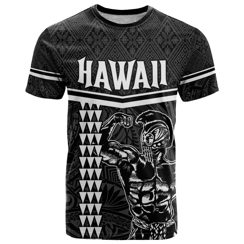 Custom Hawaii Warrior T Shirt Kakau Quilt Pattern LT03 Black - Polynesian Pride