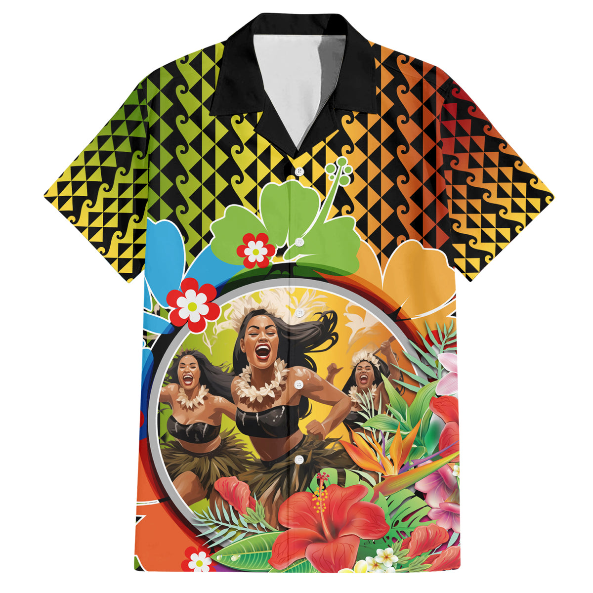 Hawaii Womens Day Wahine Family Matching Short Sleeve Bodycon Dress and Hawaiian Shirt Strong Beautiful Woman with Kakau Style LT03 Dad's Shirt - Short Sleeve Red - Polynesian Pride