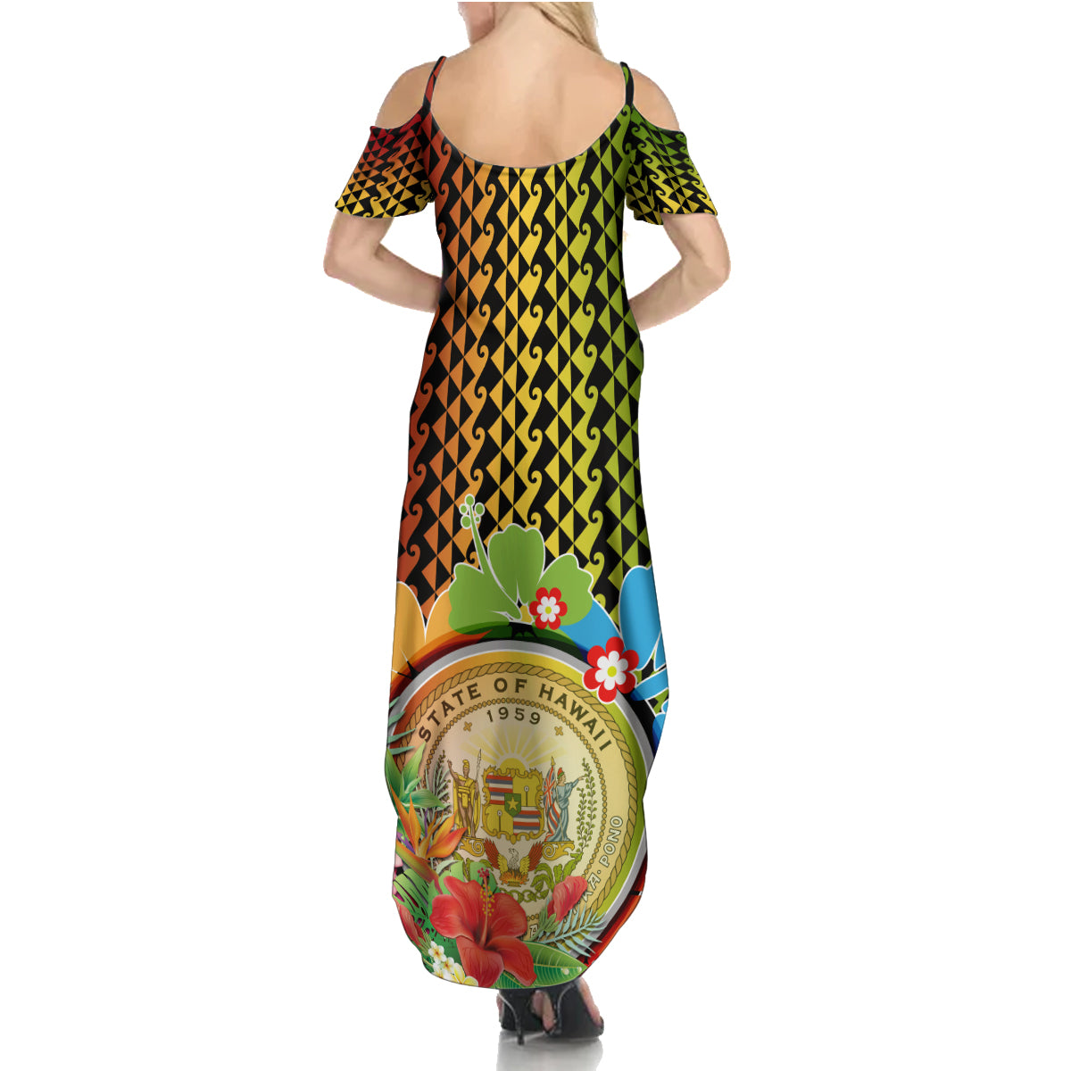 Hawaii Womens Day Wahine Family Matching Summer Maxi Dress and Hawaiian Shirt Strong Beautiful Woman with Kakau Style LT03 - Polynesian Pride