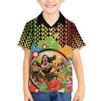 Hawaii Womens Day Wahine Family Matching Summer Maxi Dress and Hawaiian Shirt Strong Beautiful Woman with Kakau Style LT03 Son's Shirt Red - Polynesian Pride