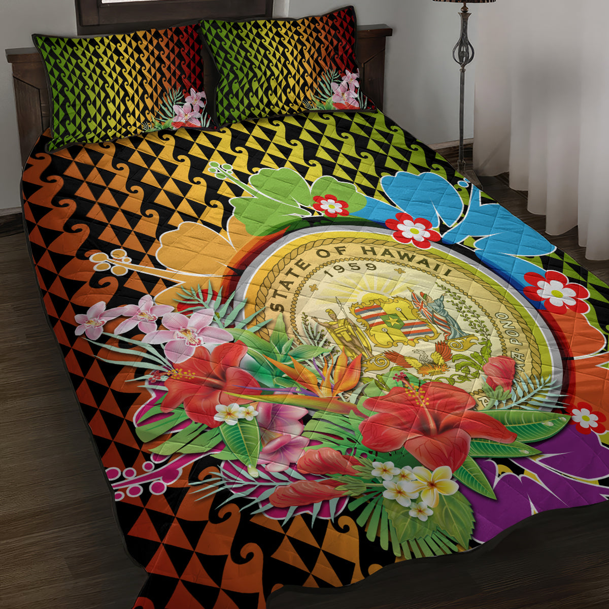 Hawaii Womens Day Wahine Quilt Bed Set Strong Beautiful Woman with Kakau Style LT03 Red - Polynesian Pride