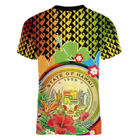 Hawaii Womens Day Wahine Women V Neck T Shirt Strong Beautiful Woman with Kakau Style LT03 - Polynesian Pride