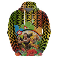 Hawaii Womens Day Wahine Zip Hoodie Strong Beautiful Woman with Kakau Style LT03 - Polynesian Pride