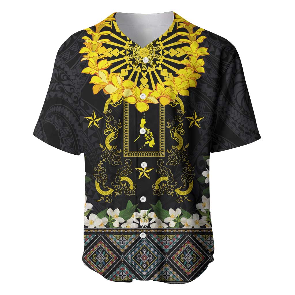Flores de Mayo and Filipino Fiesta Baseball Jersey The Sun-Jasmine and Polynesian Yakan Tattoo Barong Style