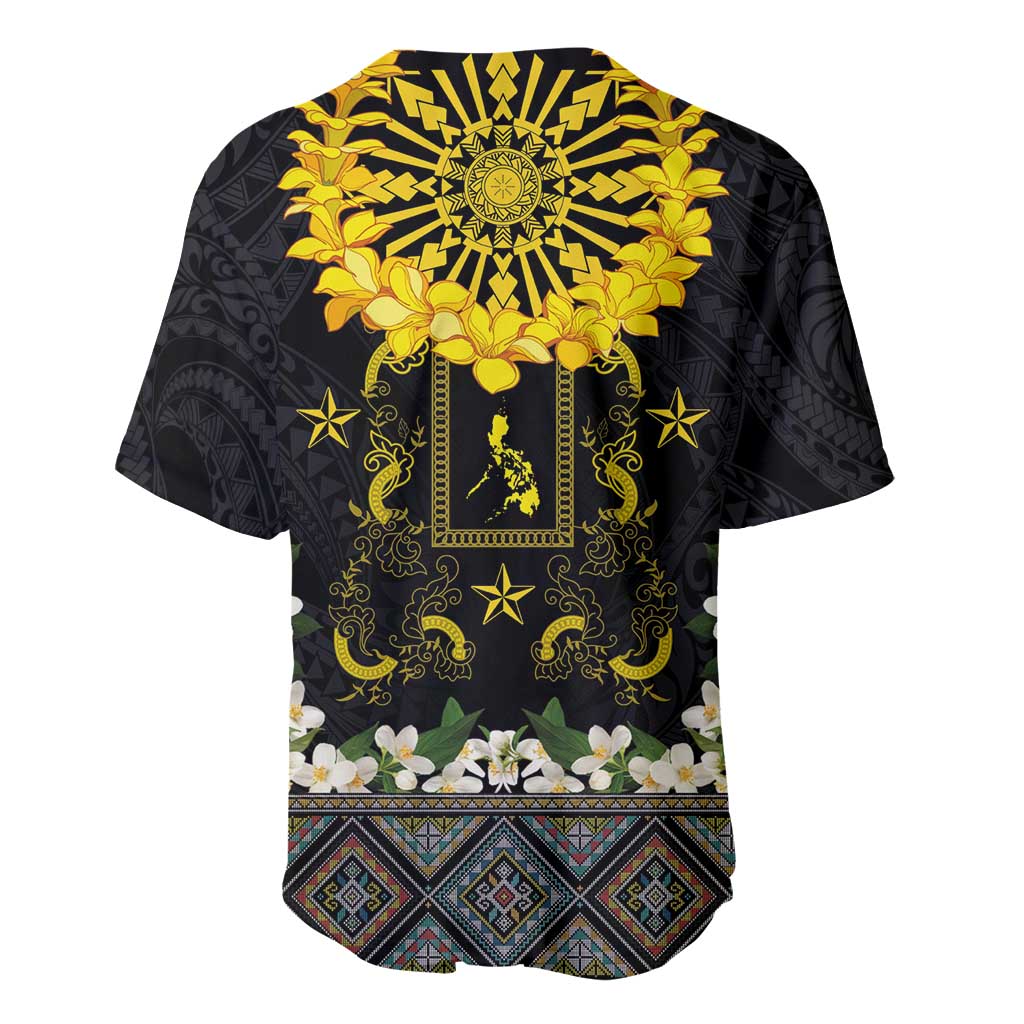 Flores de Mayo and Filipino Fiesta Baseball Jersey The Sun-Jasmine and Polynesian Yakan Tattoo Barong Style