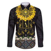 Flores de Mayo and Filipino Fiesta Family Matching Long Sleeve Bodycon Dress and Hawaiian Shirt The Sun-Jasmine and Polynesian Yakan Tattoo Barong Style