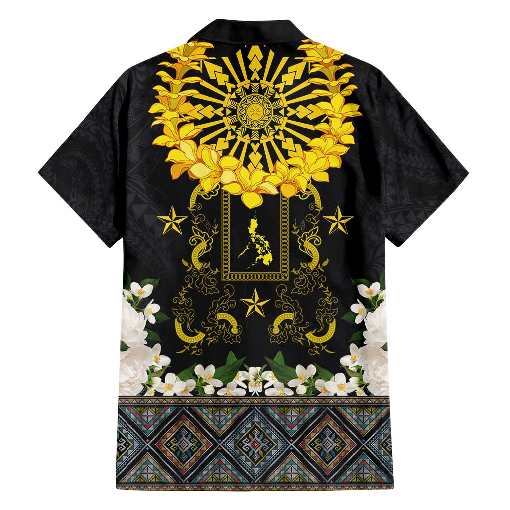 Flores de Mayo and Filipino Fiesta Family Matching Short Sleeve Bodycon Dress and Hawaiian Shirt The Sun-Jasmine and Polynesian Yakan Tattoo Barong Style