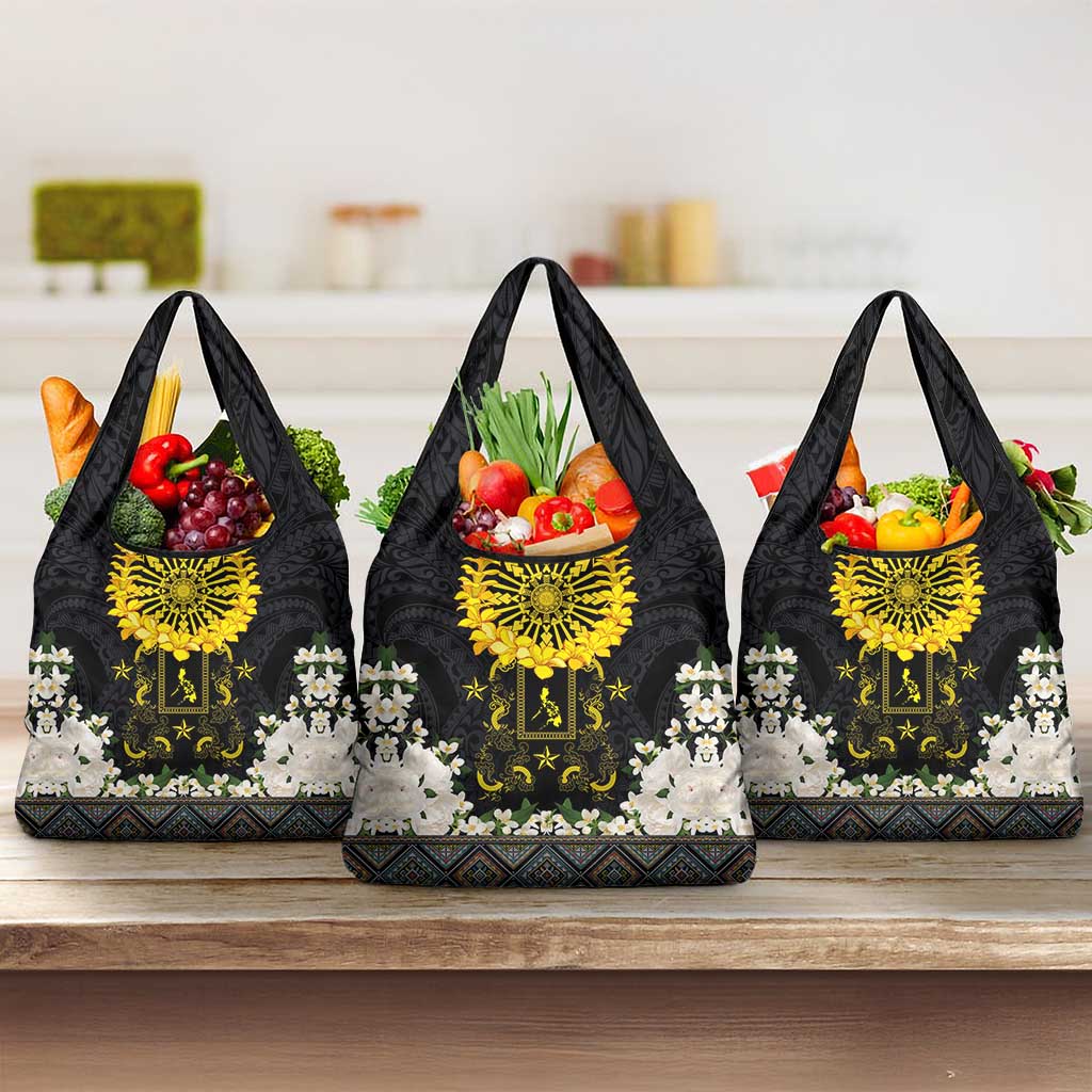 Flores de Mayo and Filipino Fiesta Grocery Bag The Sun-Jasmine and Polynesian Yakan Tattoo Barong Style