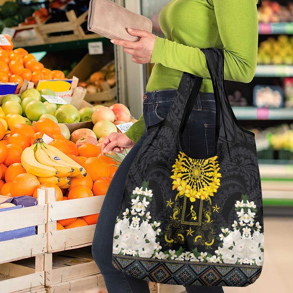 Flores de Mayo and Filipino Fiesta Grocery Bag The Sun-Jasmine and Polynesian Yakan Tattoo Barong Style